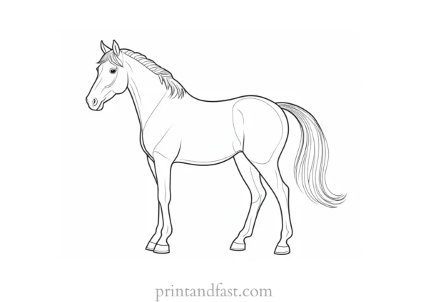 horse coloring page with farm animals