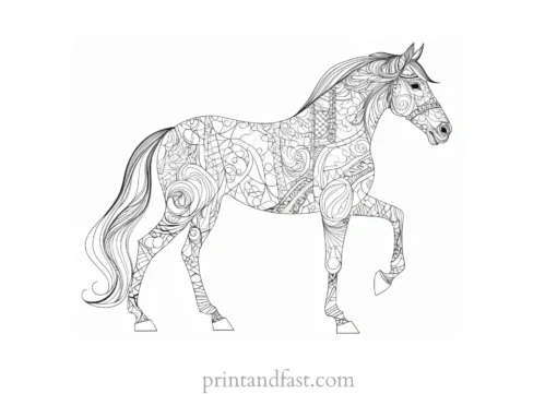 horse coloring page with patterns