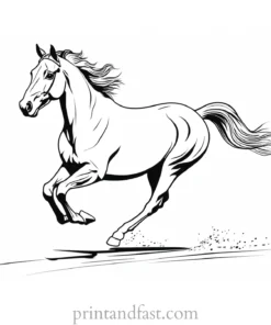 horse coloring page with running horse