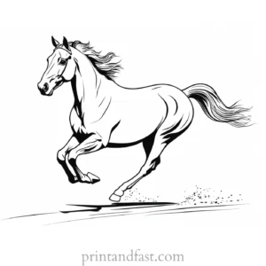 horse coloring page with running horse