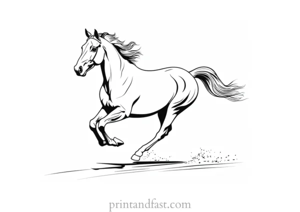 horse coloring page with running horse