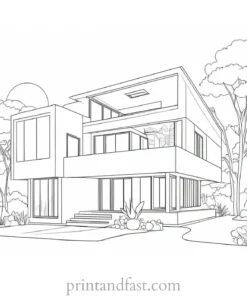 house coloring page easy