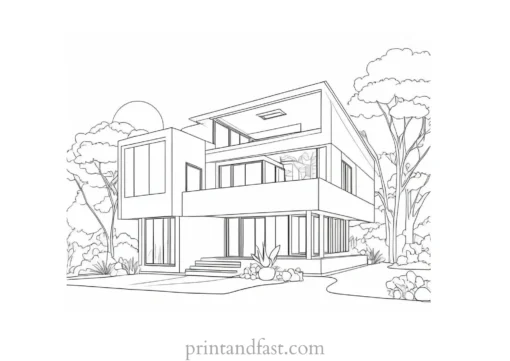 house coloring page easy