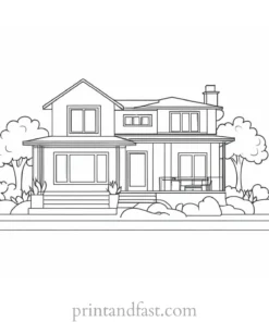 house coloring page for adults