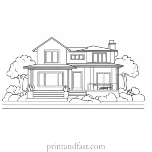 house coloring page for adults