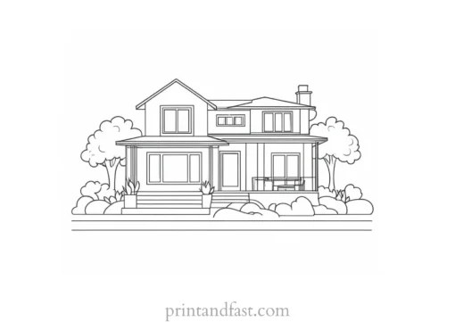 house coloring page for adults