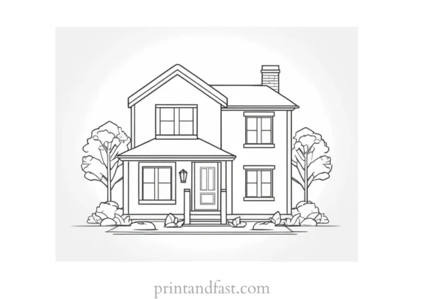 house coloring page for boys