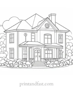 house coloring page for girls