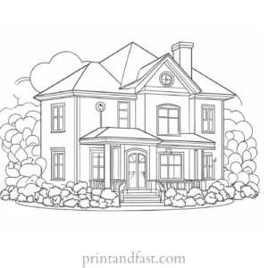 house coloring page for girls