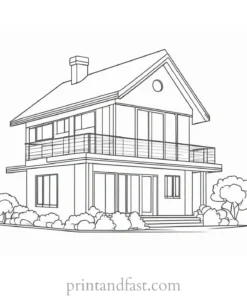 house coloring page for kids