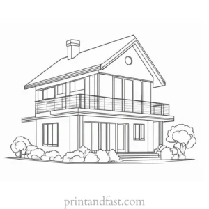 house coloring page for kids