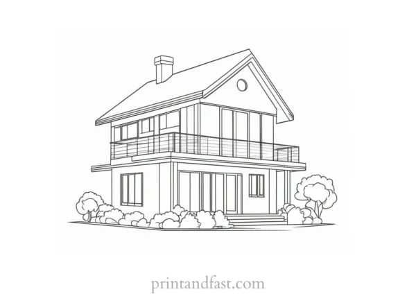 house coloring page for kids