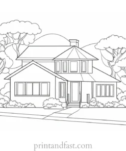 house coloring page for preschoolers