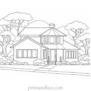 house coloring page for preschoolers