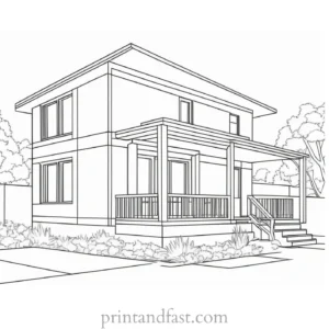 house coloring page for teens