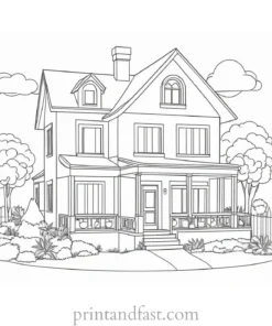 house coloring page for toddlers