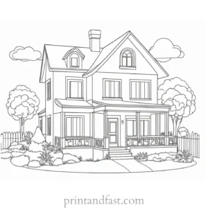 house coloring page for toddlers