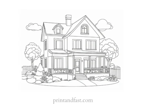 house coloring page for toddlers