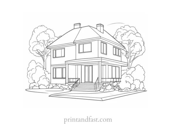 house coloring page free