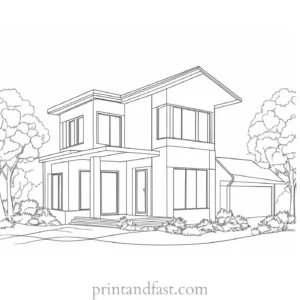 house coloring page online