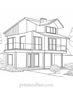 house coloring page printable