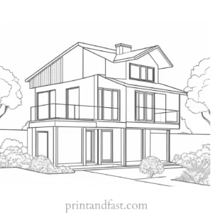 house coloring page printable