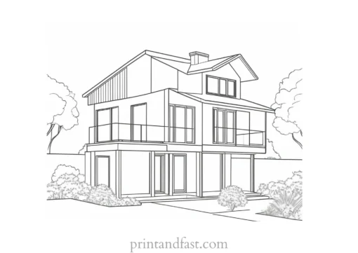 house coloring page printable