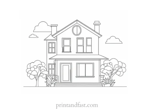 house coloring page simple