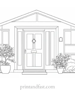 house coloring page with door