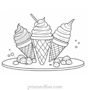 ice cream coloring page artistic