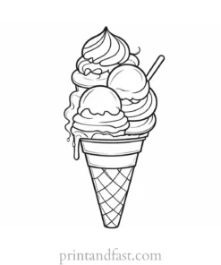 ice cream coloring page black and white