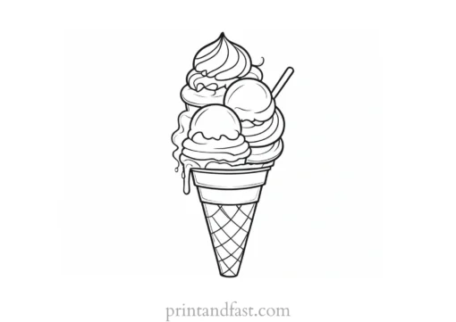 ice cream coloring page black and white