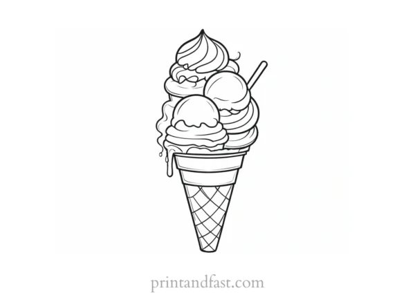 ice cream coloring page black and white