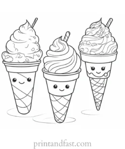 ice cream coloring page cartoon