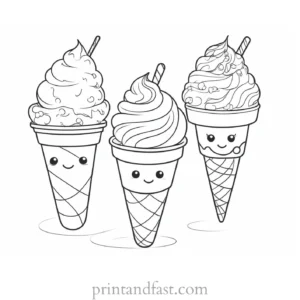 ice cream coloring page cartoon