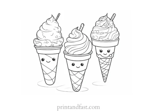 ice cream coloring page cartoon