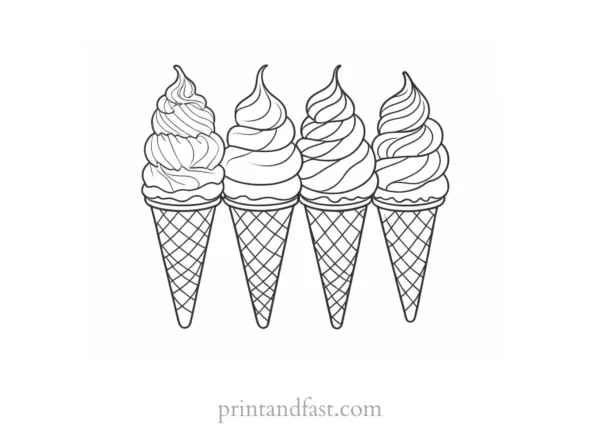 ice cream coloring page cute