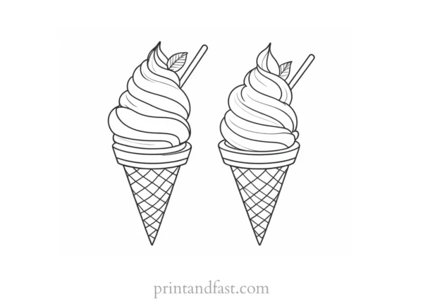 ice cream coloring page delicious