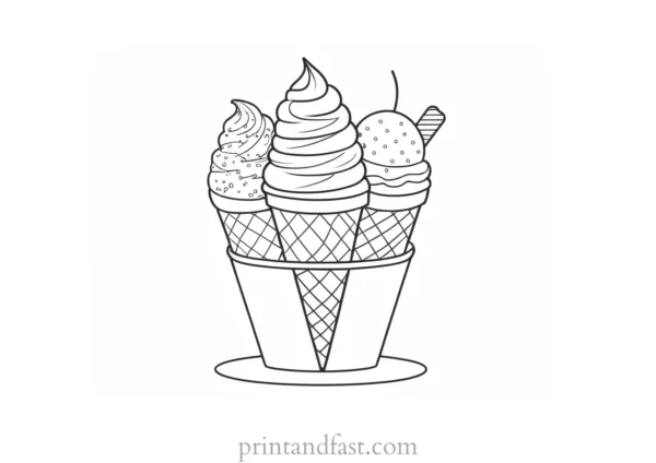 ice cream coloring page easy