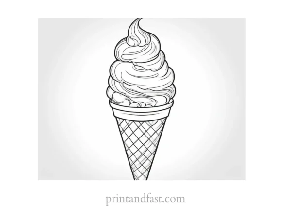 ice cream coloring page realistic