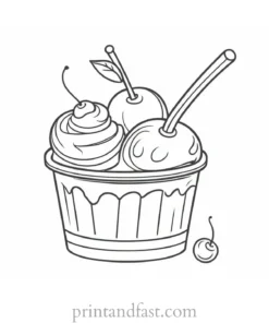 ice cream coloring page with cherry