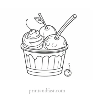 ice cream coloring page with cherry