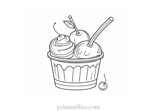 ice cream coloring page with cherry