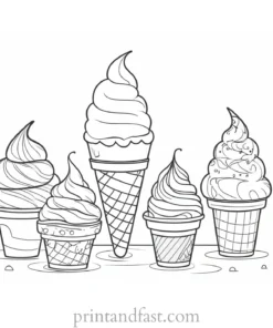 ice cream coloring page with cone