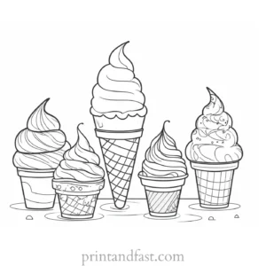 ice cream coloring page with cone