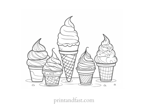 ice cream coloring page with cone