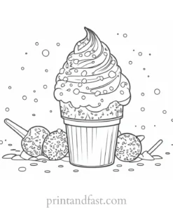 ice cream coloring page with sprinkles