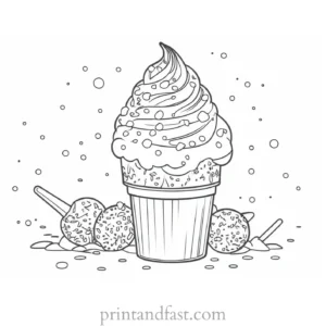 ice cream coloring page with sprinkles