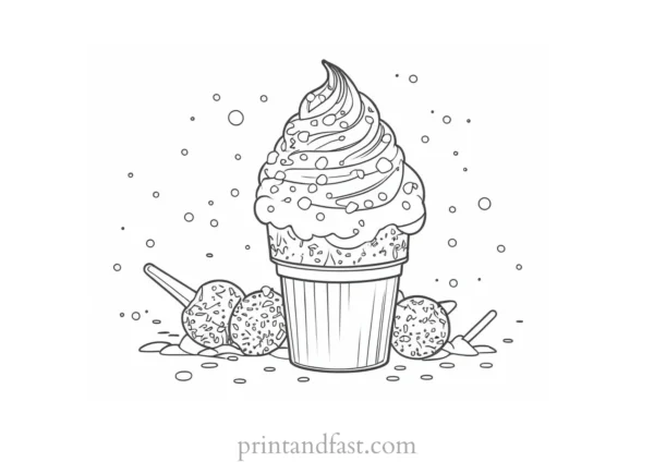 ice cream coloring page with sprinkles