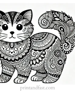 intricate cat coloring page